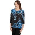 thumbnail image 3 of Alfred Dunner Womens Floral Asymmetric Three Quarter Sleeve Top, 3 of 4