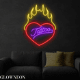 thumbnail image 4 of Glowneon Heart Fire Tattoo Neon Sign, Tattoo Shop Led Sign, Wall Deco, 4 of 5