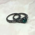 thumbnail image 5 of Sparkle Jewels 14k Black Gold Finish Men's Women's Green CZ Trio Engagement Ring Set, 5 of 6