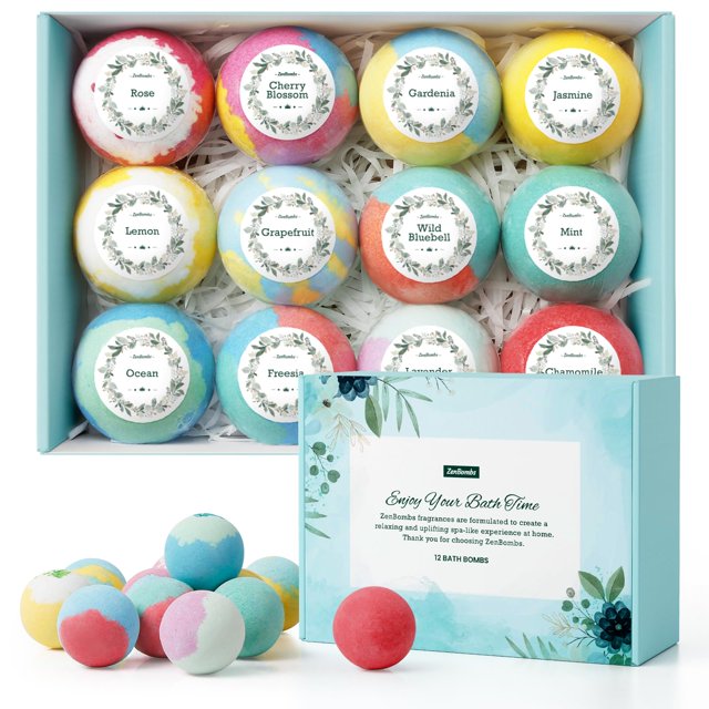 Bombas de baño ZenBombs para mujer con manteca de karité, juego de 12 unidades