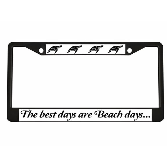 The Best Days are Beach Days Style Metal License Plate Frame Personalized/Car Accessories Car Tag Holder Cover (Black/White/Black)