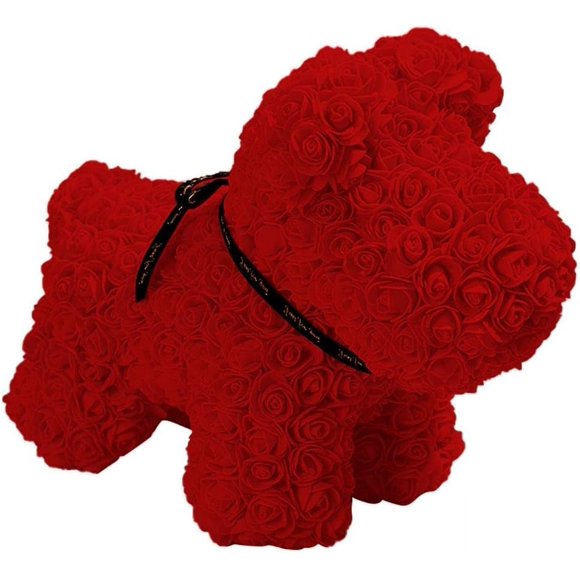 Rose Dog,Rose Puppy PE Flower Rose Dog Everlasting Flower Doll Handmade Lucky Dog,Creative Gift for Mothers Day,Valentines Day,Anniversary,Bridal Showers Weddings