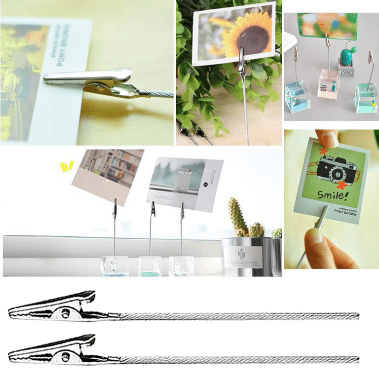 50 pcs Metal Wire Long Tailed Clips Photo Clip Holder Alligator