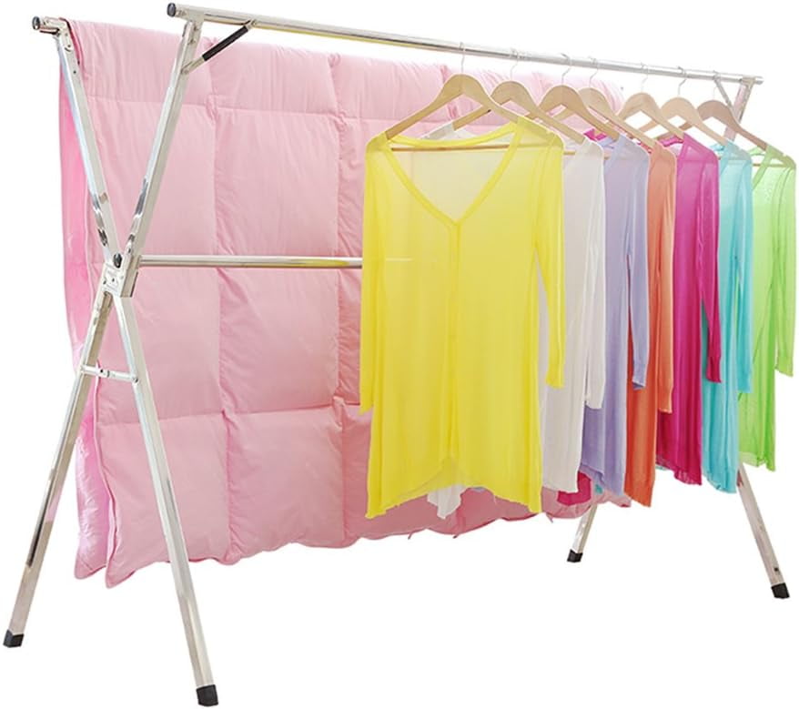 SHAREWIN 94.5inch Clothes Drying Rack for Laundry Free Installed Folding Hanger Rack Stainless