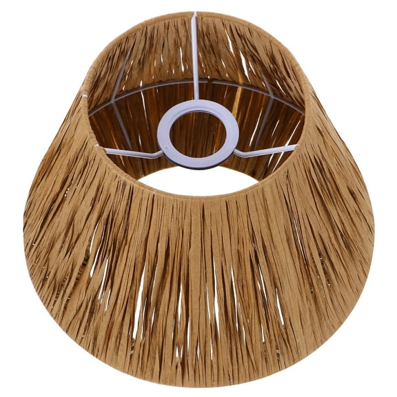 DRAFIDEEP 1 Piece Farmhouse Drum Lamp Shades Cream Yellow Diy Assembly Raffia Grass Paper For Table Lamp Shade