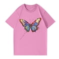 thumbnail image 3 of NAMTYQX Womens T Shirts Crew Neck Cool Loose Fit Print Short Sleeve Oversized Graphic Stretch Stylish Womens Blouses Pink Size 3XL, 3 of 5