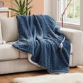 thumbnail image 2 of Hyde Lane Soft Fluffy Faux Fur Blanket - Cozy & Warm, Reversible Striped Plush Blanket for Couch, Sofa, Chair, for Women (Beige, 50"x60"), 2 of 15