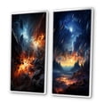 thumbnail image 3 of Designart "Witnessing a Stellar Collision" Asteroids Framed Wall Art Set Of 2 - Orange Fantasy Frame Gallery Set For Office Decor, 3 of 7
