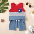 thumbnail image 2 of Otqutp Toddler Fashion Clothes Set Kids Boys Girls 4th Of July Sleeveless Independence Day Star Prints T Shirt Tops Shorts Outfits, 2 of 7