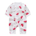 thumbnail image 1 of Child Boneless Printing Newborn Cotton Lace Up Button Round Neck Long Sleeved Long Rompers, 1 of 3