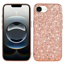 Dteck Case for iPhone 16e ,Shockproof Glitter Case Bling Sparkly Soft TPU and PC Silicone Shiny Girl Women Thin Protective Cover for iPhone 16e,Rosegold