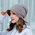 thumbnail image 1 of Women's Cotton Hat Thick Warm Windproof Simple Solid Color Beanie Hat, 1 of 6