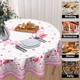 thumbnail image 3 of Valentine Round Tablecloth 60 Inch Pink Love Heart Floral Plants Circle Table Cloth Seasonal Holiday Valentine''s Day Table Cover for Party Kitchen Dinner Home Decor, 3 of 7