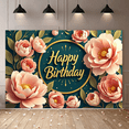 thumbnail image 6 of Floral Themed Happy Birthday Banner Background Party Decoration Backdrop Photography Props for Birthday Party Celebrations Decorations Events Photo Booths, 6 of 8
