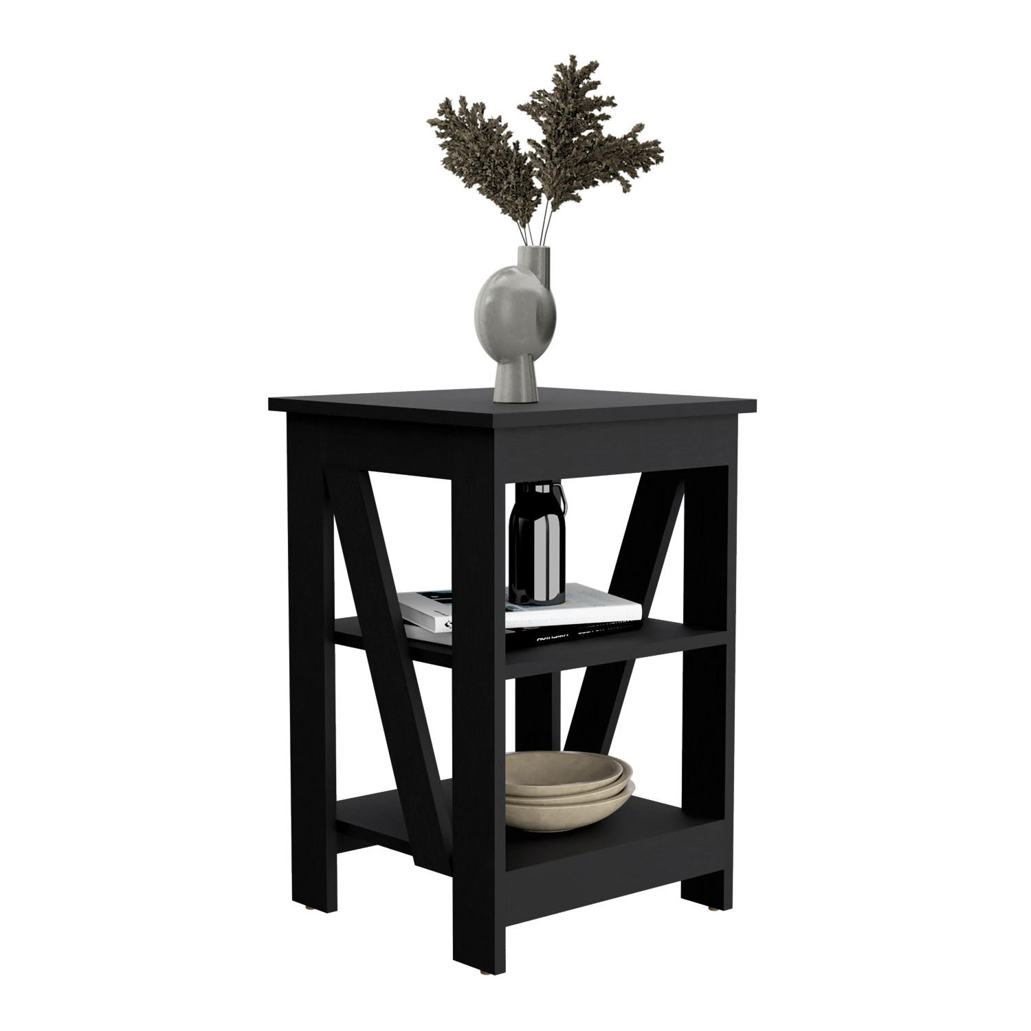 Taylor End Table, Side Table, Nightstand: 3-Tier Storage Shelf for Small Spaces