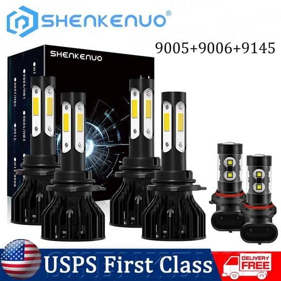 Fit For Chevy Silverado 1500 2500 3500HD LED Headlights 2003 2004 2005 2006, 9005 9006 High Low Beam LED Headlight Bulbs   9145 LED Fog Light Bulbs, 6000K White Super Bright,Plug and Play, Pack of 6