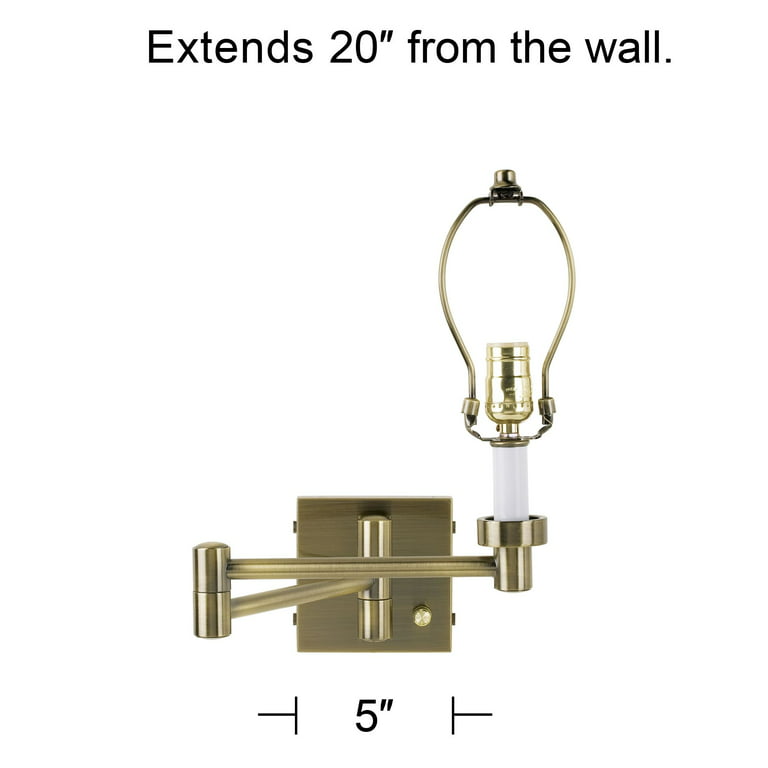 Barnes and Ivy Modern Swing Arm Wall Lamp with Cord Cover Antique Brass Plug-In Light Linen Drum Shade for - Walmart.com