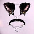 thumbnail image 4 of Juego de 2 diademas y collar de peluche para niñas Jinwen Gargantilla de cadena cintas para el pelo con orejas de gato, 4 of 8