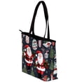 thumbnail image 3 of Christmas Canvas Leather Mix Hand Bag for Women, Stylish Twill Sponge Jeanette Purse, 30x10.5x39cm/11.8x4.1x15.4in, 3 of 5