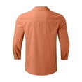 thumbnail image 5 of IYTR Cotton Linen Button Down Shirts for Men Casual 3/4 Sleeve Lapel Shirt Summer Loose Fashion Beach Vacation Shirts (Orange,XXL), 5 of 5