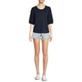 thumbnail image 2 of Time and Tru Women's High Rise Frayed Hem Denim Short, 2 of 5