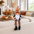 thumbnail image 6 of 18 Inch Halloween Gnome Plush with Dangling Legs, Handmade Sitting Elf Dwarf Figurines Dolls with Pumpkin Witch Hat, Autumn Shelf Sitters Gifts for Holiday Harvest Kitchen Table Decor (A), 6 of 9