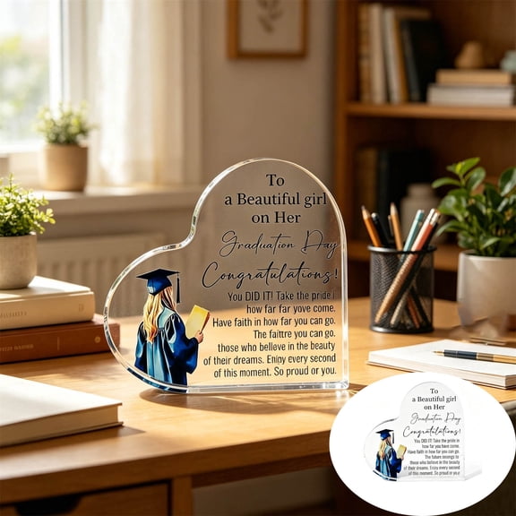 Cififendec Acrylic Graduation Plaque, 3.94", Inspirational Quote Printed Desk Decor, Transparent Keepsake Ornament for Graduation Gift, Bedroom & Office Display