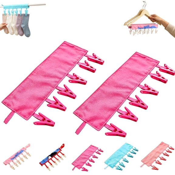 2pcs Folding Travel Hanger Rack, Portable Foldable Clothes Hanger with 360° Rotatable Hook, Small Folding Underwear Hangers for Socks, Towels, Clothes, Travel Drying Rack for Camping (A)