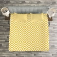 thumbnail image 3 of Ambesonne Geometric Quilted Bedspread Set 3 Pcs, Triangle Square Shape, Queen Size, Marigold and White, 3 of 3
