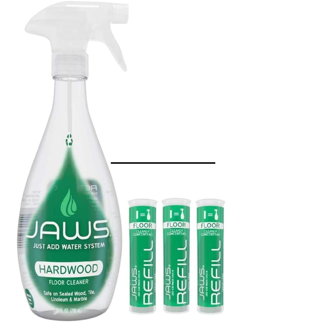 JAWS Hardwood Floor Cleaner Bundle with Reusable Bottle and 3 Floor