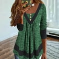 thumbnail image 2 of tklpehg Long Sleeve Tee Shirts for Womens Baggy Comfortable Blouses Pullover Tops Trendy Solid Color Fold Buttons V-Neck Long Sleeve Tunic Tops Fall Tops Leisure Green XL, 2 of 5