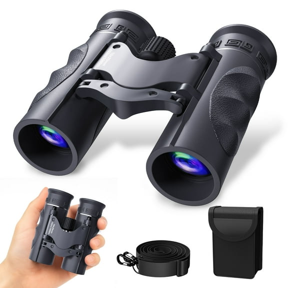 QUNSE 10x25 HD Binoculars for Adults and Kids, Waterproof Compact Travel Binoculars with BAK-4 Prism, Fully Multi-Coated Optics, Low Light Vision, Bird Watching, Hunting, Travel (Dark Gray)