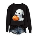 thumbnail image 2 of CLOISE Halloween Women Sweatshirt Funny Ghost Print Pullover Sweatshirts Fall Long Sleeve Round Neck Hoodies Shirts Soft Tees Festival Gift Clothes Black L Spooky, 2 of 5