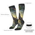 thumbnail image 4 of Xecao Sunshine Jungle Dinosaur print thigh-high socks, crafted for both men and women with a stretchy, high-opaque design perfect for daily wear, 4 of 6