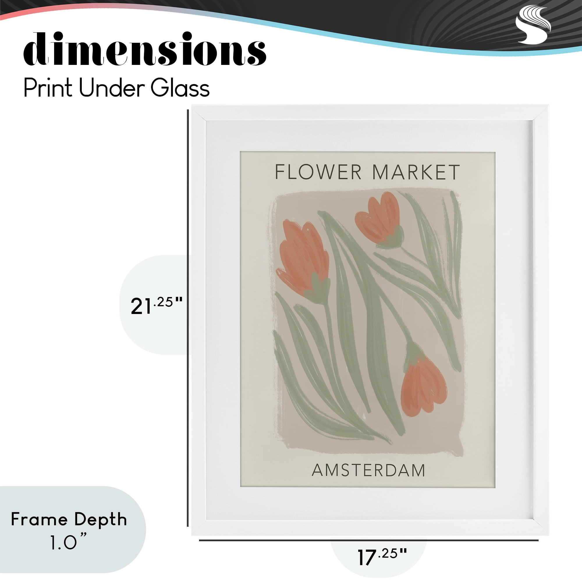Stupell Industries Soft Amsterdam Flower Market White Framed Print Under Glass, design by Lucille Price