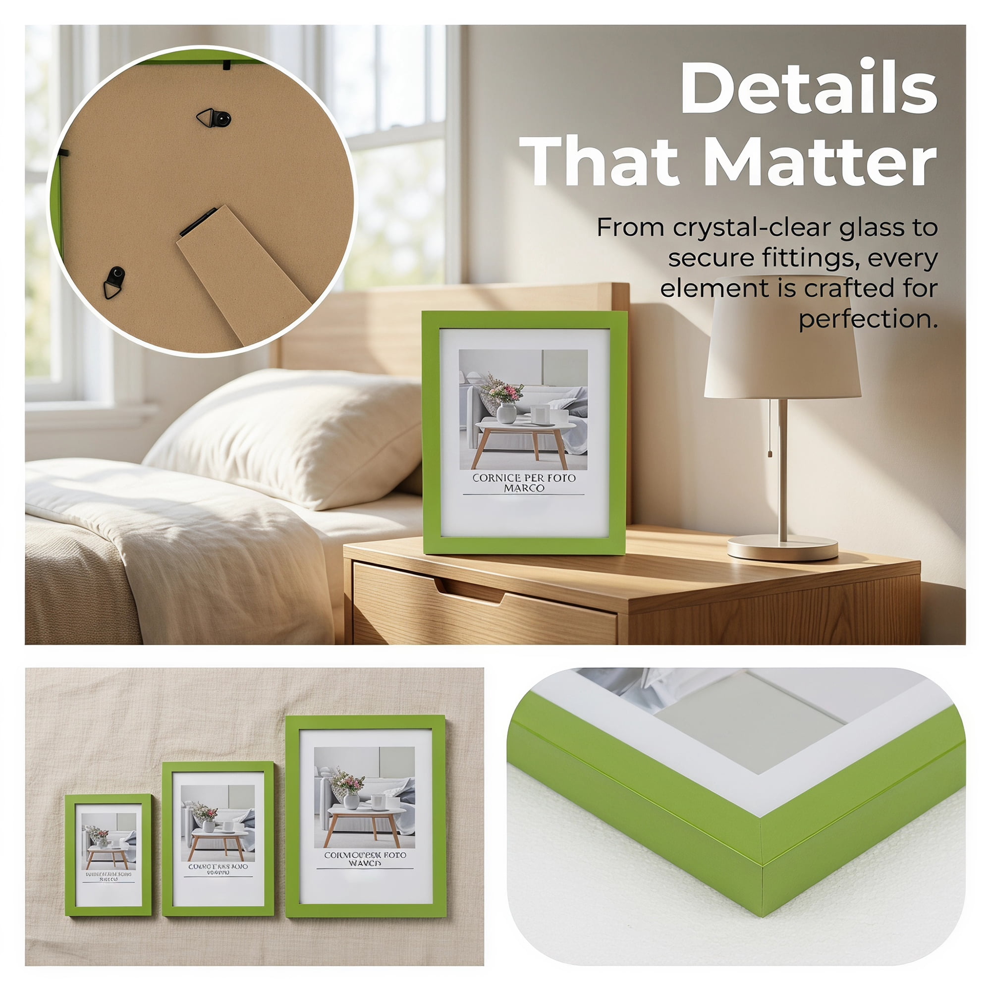 Unique Bargains Classic Wood Wall Mounting Picture Frame Green 4" x 5"