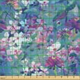 thumbnail image 2 of Ambesonne Spring Fabric by the Yard Upholstery, Retro Garden Flowers Plot, 3 Yards, Cadet Blue Purple and Teal, 2 of 5