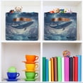 thumbnail image 6 of Yayeee Canvas Storage Basket with Handles for Shelves Fabric Bins Closet Organizer, Night Floating Whale, 6 of 8