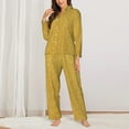 thumbnail image 3 of Junzan Gold Shiny Print Womens Pajama Sets,Long Sleeve Button Down For Women Pjs 2 Piece, 3 of 9