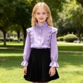 thumbnail image 2 of Mnyotv School Outfits for Girls Classic Uniform Shirts Ruffle Long Sleeve Button Down Shirt Kids Fall Clothes Tops Size 5-6Y, 2 of 8