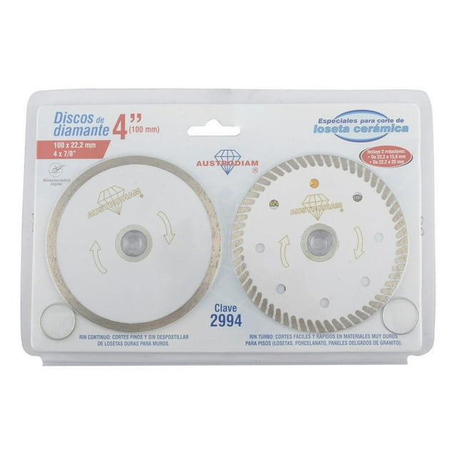 Discos Diamante Corte Austrodiam 4" 2 Piezas