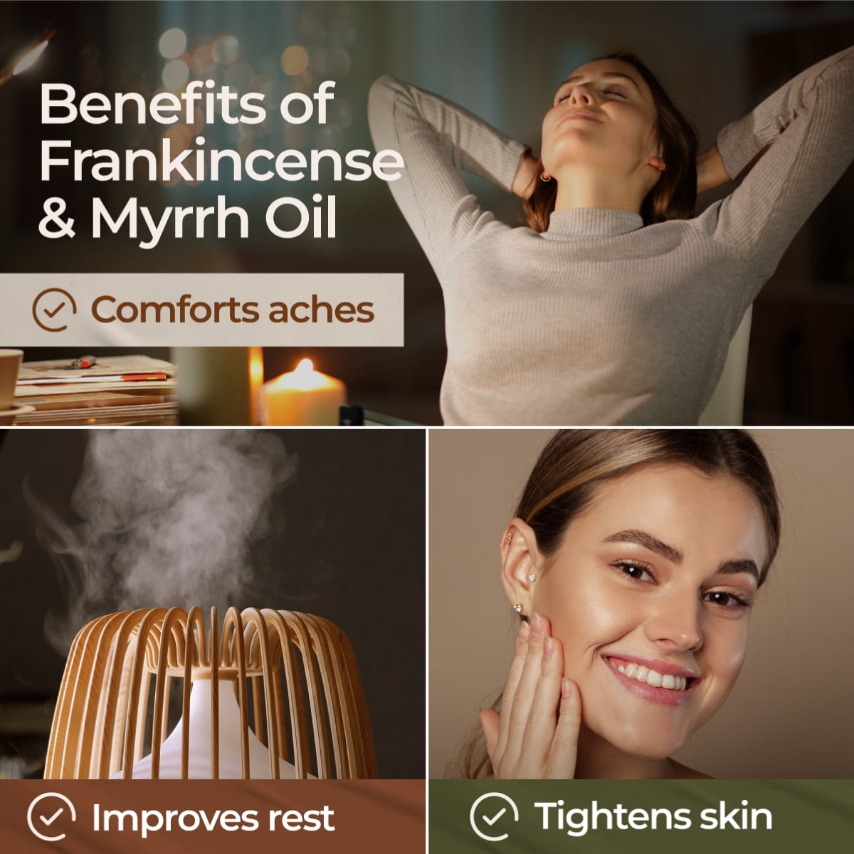 Gya Labs Frankincense and Myrrh Essential Oil for Diffuser & Aches - Therapeutic Grade Frankincense and Myrrh Essential Oils for Skin & Candle Making (10ml x 2)