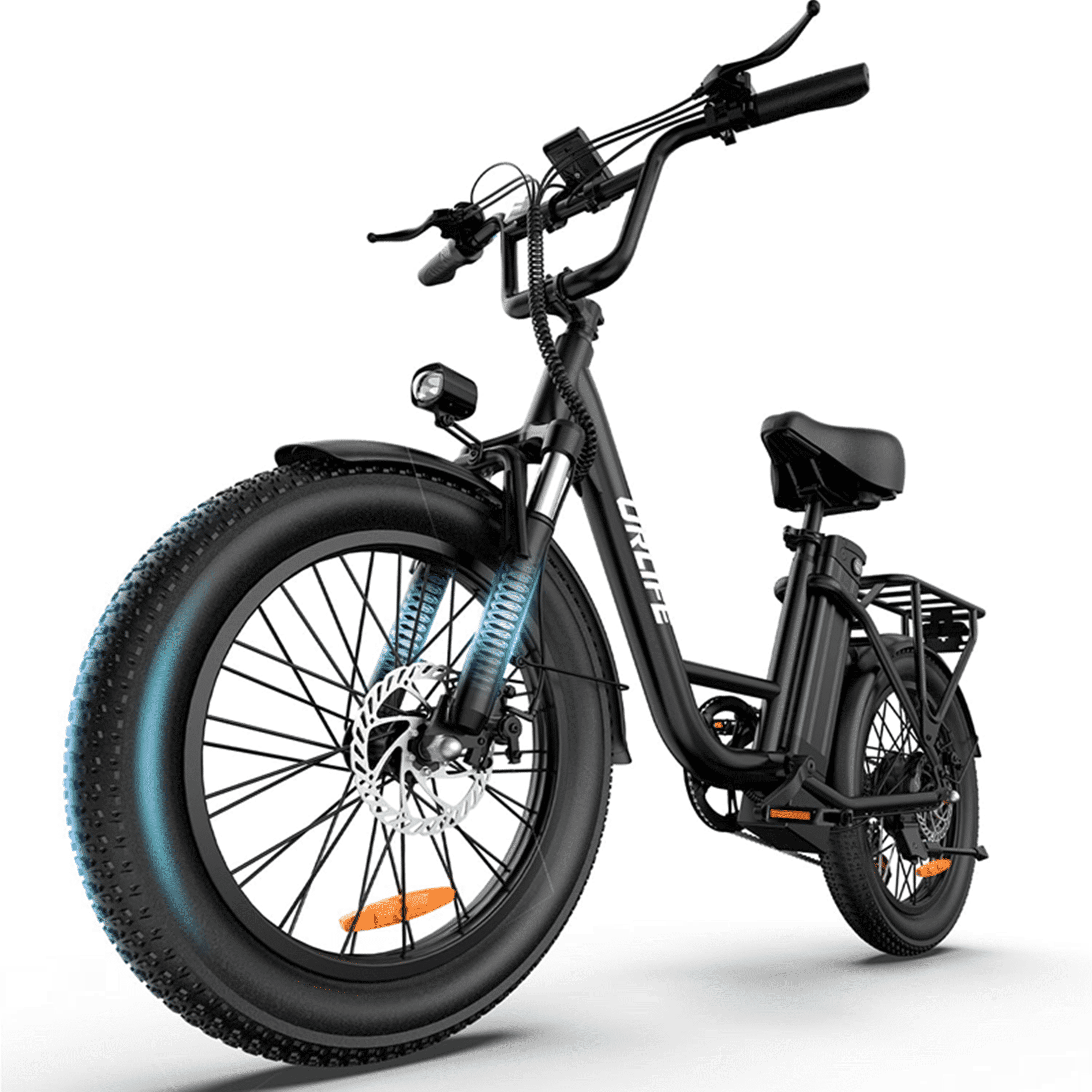 URLIFE 3.0 Fat Tire Ebike, 20" Electric Bicycles for Adult, 750W Peak Motor, 48V 13AH Remobavle Battery, 7-Speed Commuting Ebike, UL2849-Black