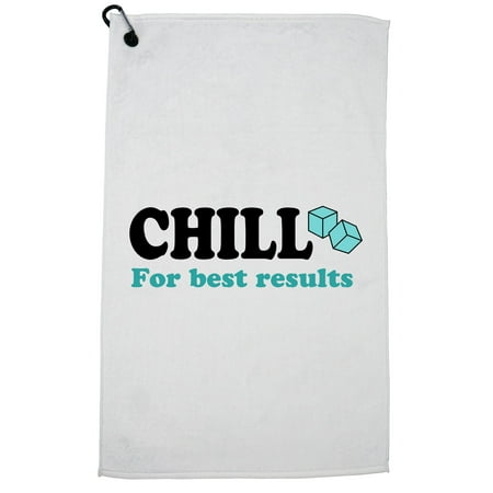 Chill For Best Results - Ice Cubes Drinking Design Golf Towel with Carabiner