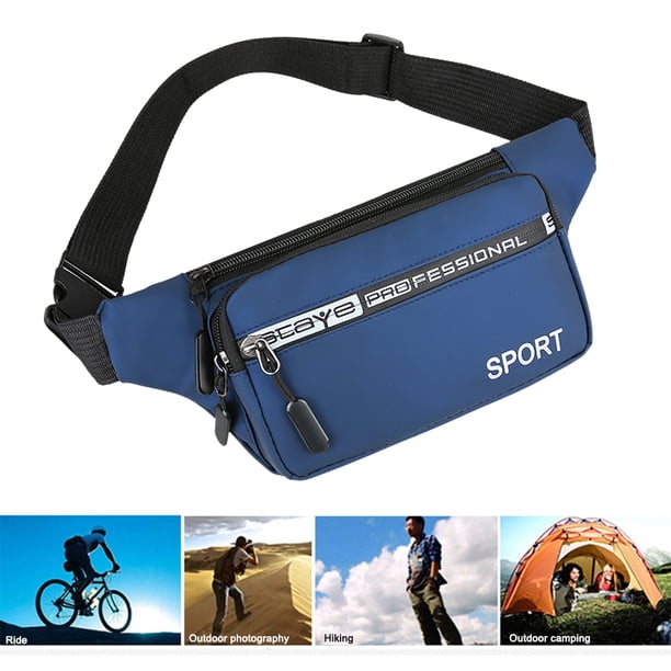 Riñonera de cuero PU para exteriores Fanny Banana Bag para montañismo Camping (azul) Likrtyny Para Estrenar