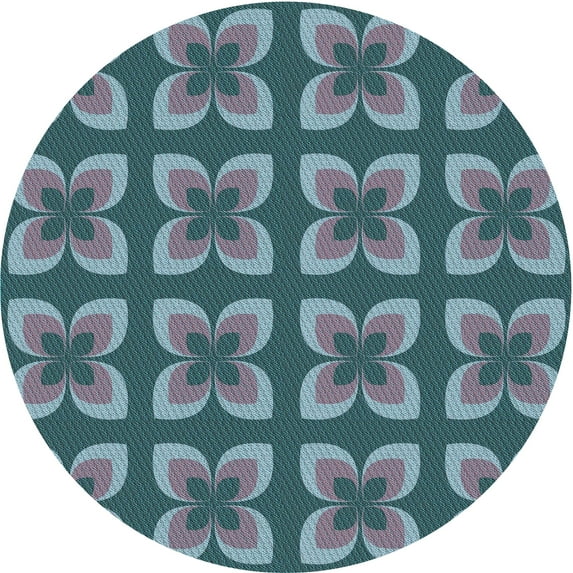 Ahgly Company Indoor Round Patterned Blue Koi Blue Area Rugs, 8' Round