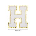 thumbnail image 2 of Parches de letras de chenilla H de 4-1/2 pulgadas, parches de letras H de planchar con brillo dorado para ropa, paquete de 3 (blanco), 2 of 7