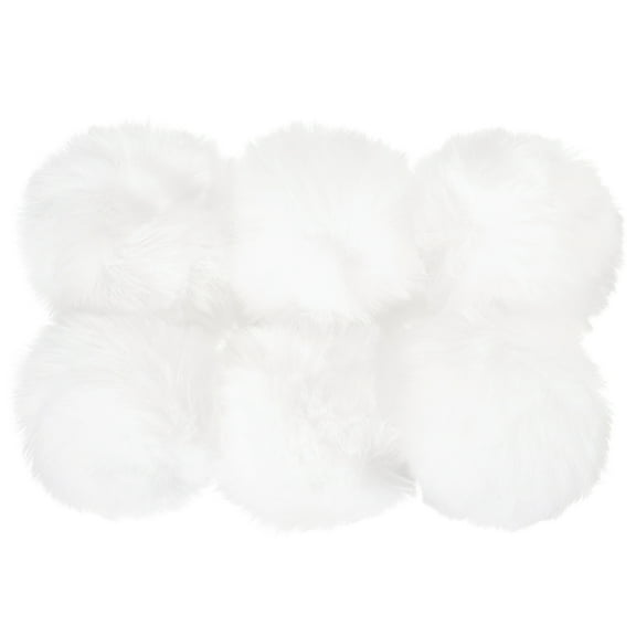 Uxcell Faux Fur Pom Poms for Hats, Fluffy Soft Fur Poms Balls, White 6 pack