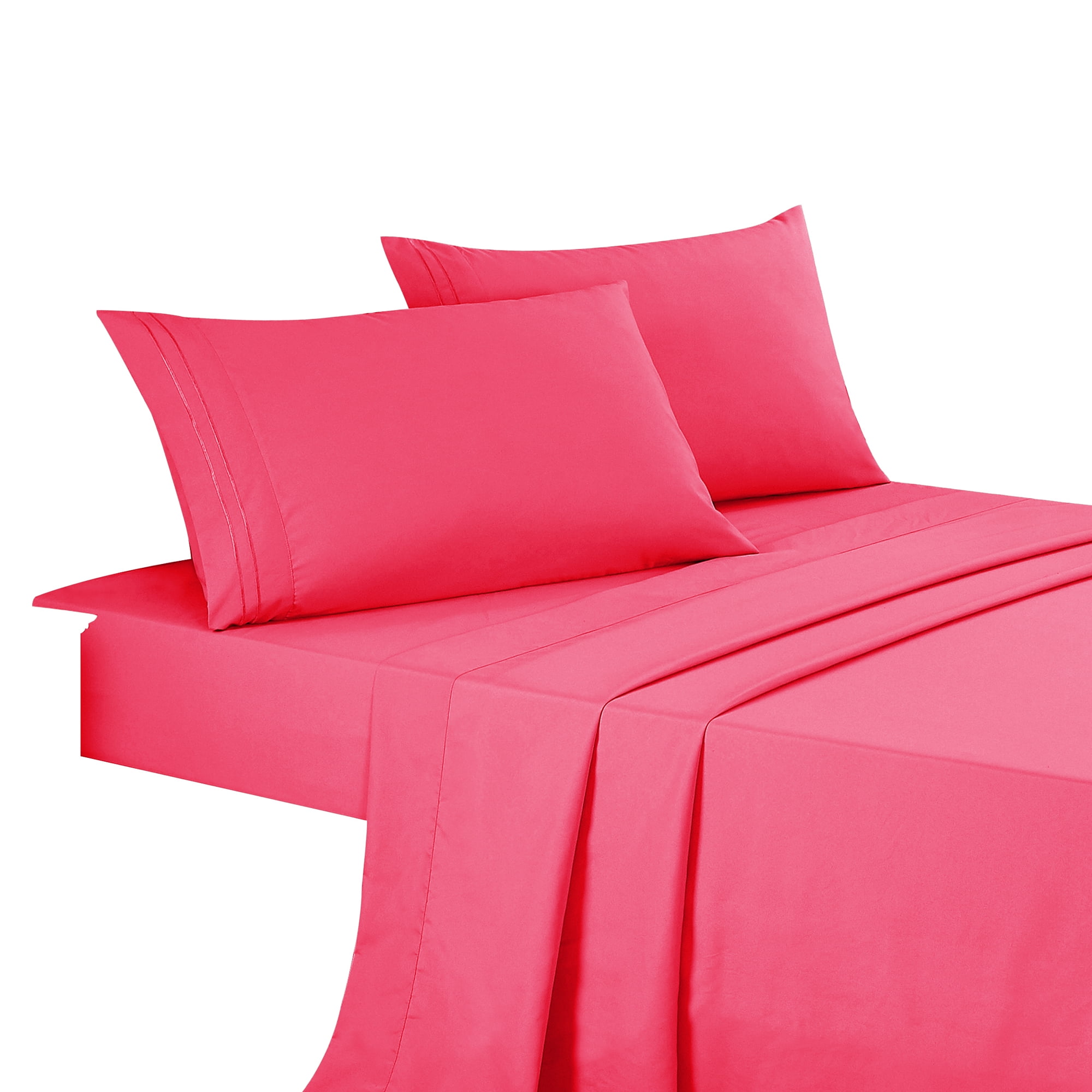 4-Piece Set Bed Sheets, Bedding with Fitted Sheet, Flat Sheet & Pillowcases
