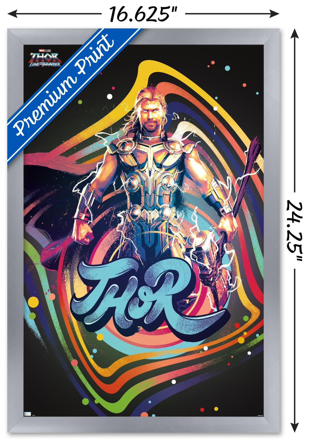 Marvel Thor: Love and Thunder - Squares Wall Poster, 14.725" x 22.375" Framed